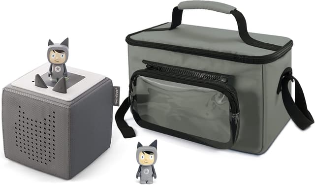 Detalle de Annmore Carry Bag for Toniebox and Characters (Grey) – storage for audio players, cards and accessories