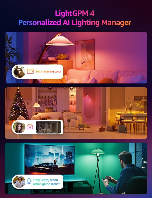 Detalle 2 de Lepro BP1 AI Smart Bulb E14 RGBWW (Pack of 2) with Alexa & Google Assistant, Music Sync, 4.9W