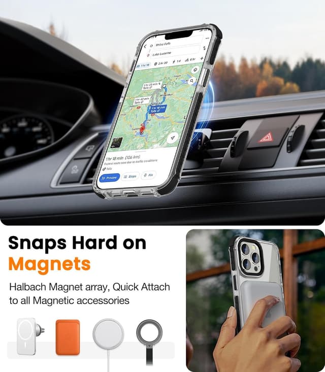 Detalle de DEERLAMN Strong Magnetic Case for iPhone 15 Pro Max (6.7-inch) with MagSafe compatibility