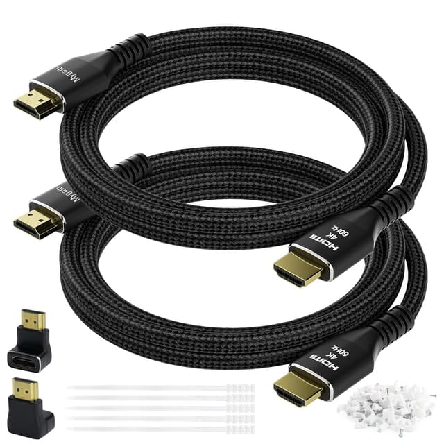 Detalle de Mygatti 4K Ultra HD HDMI 2.0 Kabel-Set (2 Stück) inkl. 2 rechtwinkligen Adaptern, 4K@60 Hz, 3 m