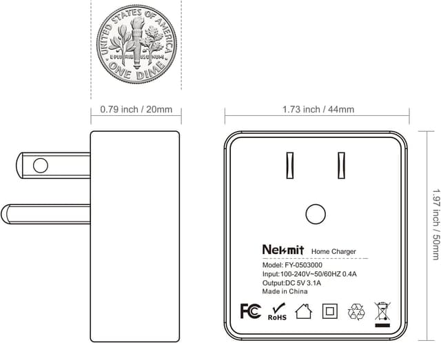 Detalle 2 de Nekmit Dual Port Ultra Thin USB Wall Charger