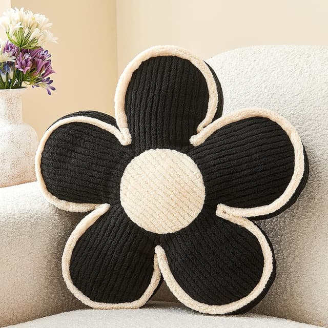 Imagen de Mepherl Black Flower Shaped Pillow 13.7" Flower Throw Pillow 🟡🎯? en OfertitasTOP