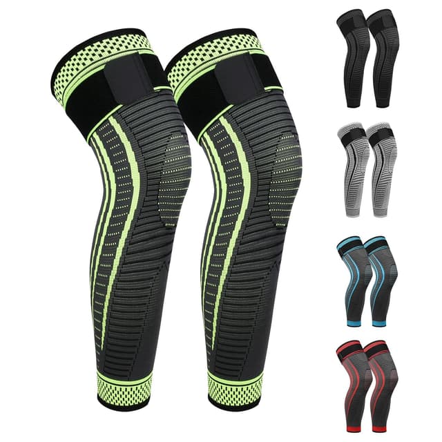 Detalle de Ruilaibao Full Leg Compression Sleeves (2 Pack) with Adjustable Wraps – Green, X-Large