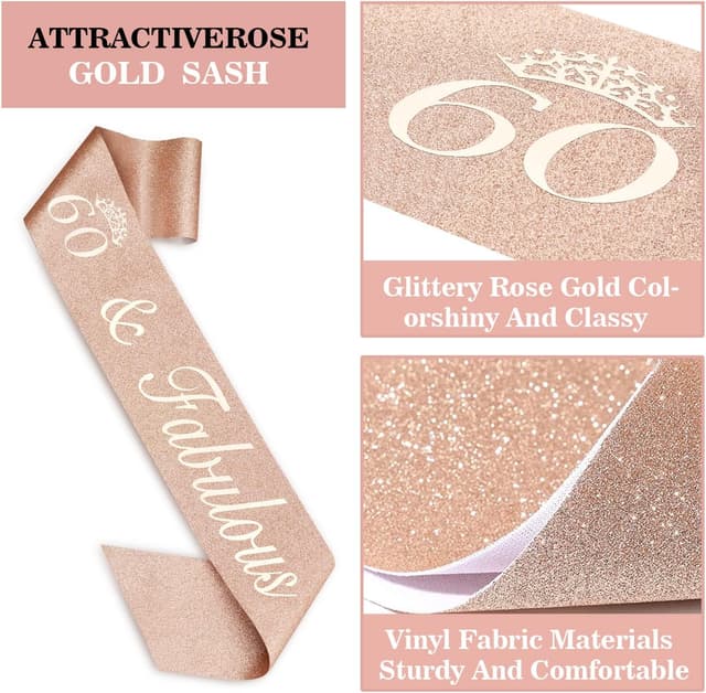 Thumbnail 3 de 60th Birthday decorations for women set