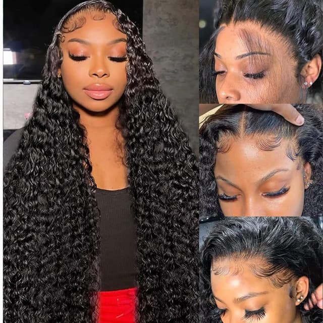 Thumbnail 6 de TONHONK 24 Inch Deep Wave Lace Front Wig (13x6 HD Lace, 200% Density) – Glueless Curly Human Hair Look