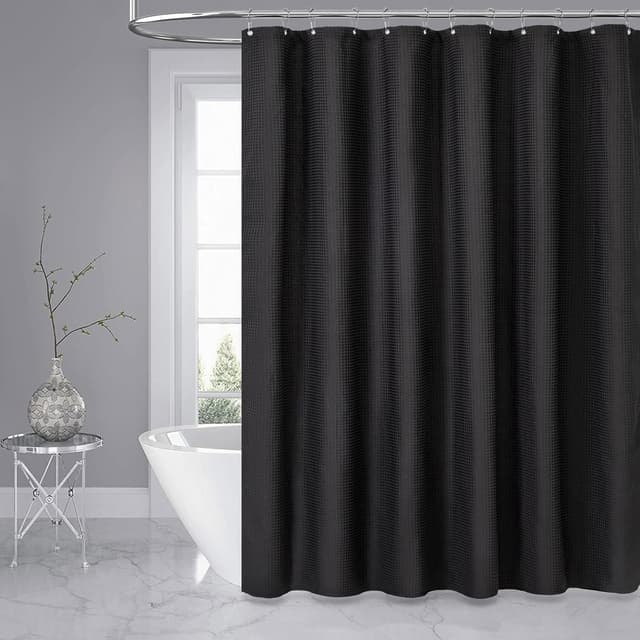 Thumbnail 5 de Dynamene Black Waffle Shower Curtain 72x72