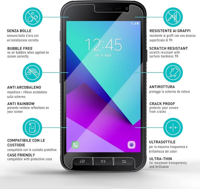 Detalle 2 de smartect Vetro Temperato Clear (3 pezzi) per Samsung Galaxy Xcover 4s / 4, durezza 9H e installazione senza bolle