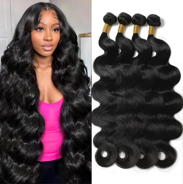 Detalle de 12A Human Hair Bundles Brazilian Virgin Body Wave (18/20/22/24 Inch) — 4 Bundle Set
