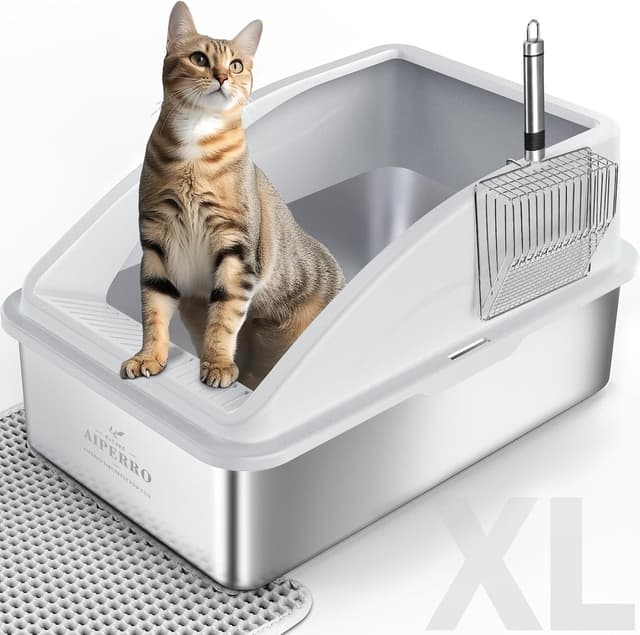 Imagen de Stainless Steel XL Enclosed Cat Litter Box 🐱 en OfertitasTOP