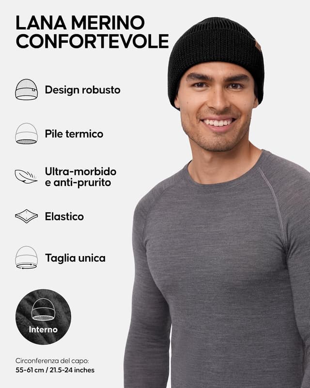 Detalle 2 de DANISH ENDURANCE Berretto Beanie Lana Merino 55% 🧣