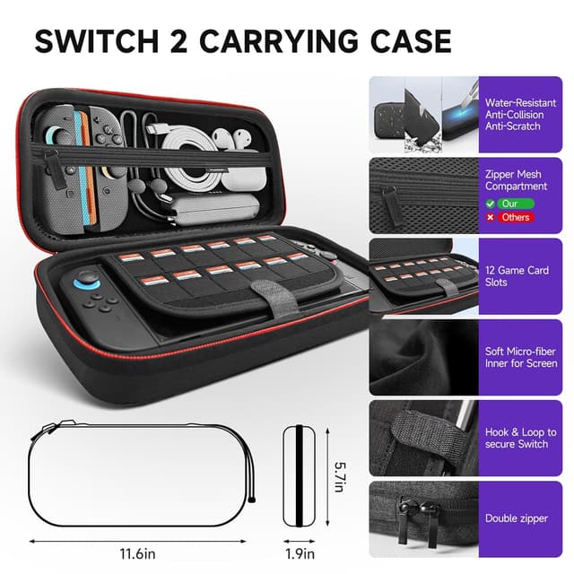 Detalle de AceGamer Pro Hall Effect Controllers Accessories Bundle for Nintendo Switch 2 (17-in-1) — carry case, screen protector, grips & more