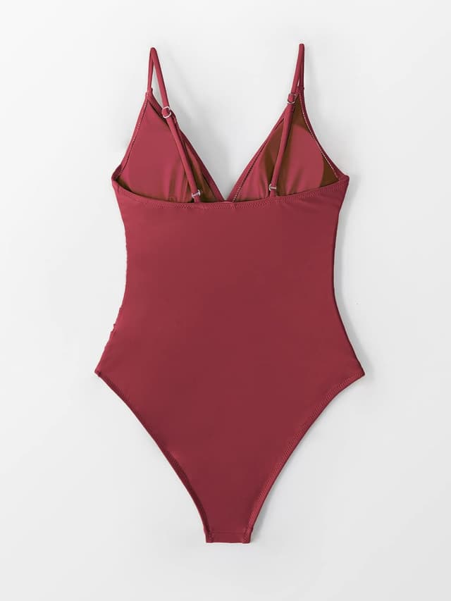 Detalle de CUPSHE Maillot de bain une pièce pour femme à col en V et bretelles spaghetti réglables