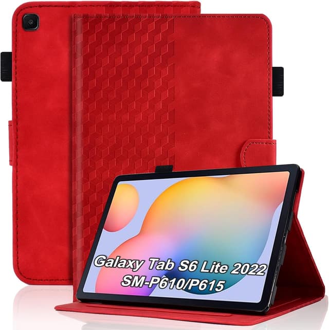 Detalle de Schutzhülle für Samsung Galaxy Tab S6 Lite 10,4 Zoll 2022/2020 (SM-P610/P613/P615/P619) – Folio-Case mit Auto Sleep/Wake, Stifthalter, Kartenfächern, Rot