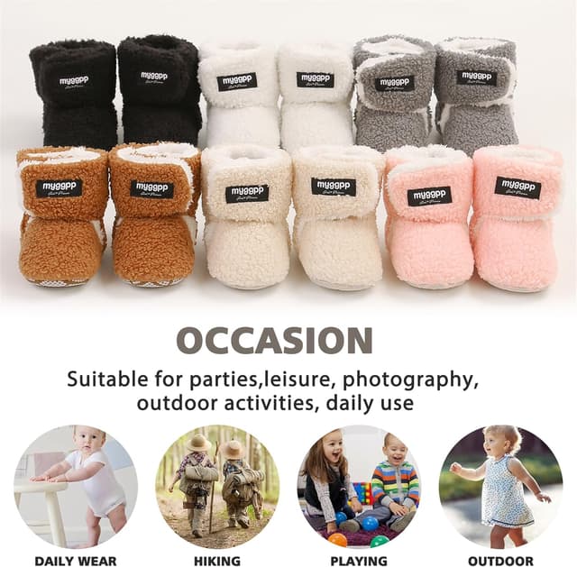 Detalle de Kfnire Winter-Babyschuhe mit Fleece & rutschfestem Boden – warme Lauflernschuhe für Krabbel- und Krabbelschritte