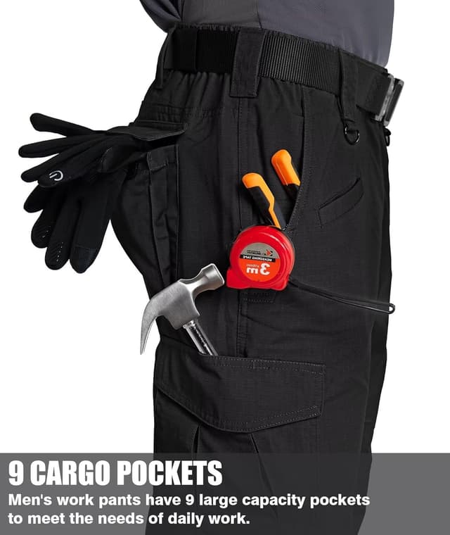 Detalle de Zoofly Men’s Cargo Pants Ripstop Water-Resistant Hiking & Work Pants (Not Belt)