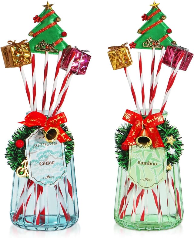 Detalle de DIUFJAG Lot de 2 diffuseurs parfumés 180 ml avec 12 bâtonnets de roseau (Cèdre/Bambou)