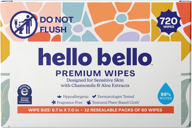 Thumbnail 6 de Hello Bello Premium Sensitive Skin Wipes (Flower Pop) — Resellable Packs, 720 Total Wipes