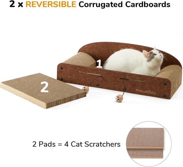Detalle 2 de FUKUMARU Cat Scratcher Cardboard 66cm lounge bed 🐱
