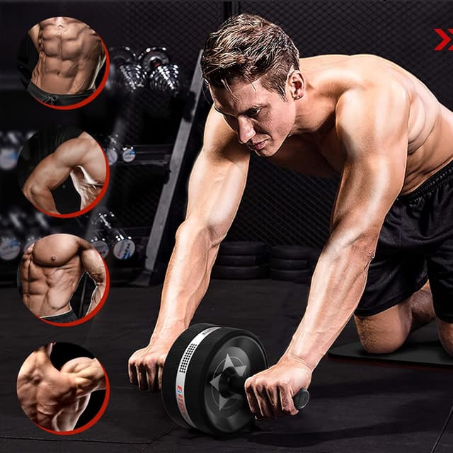 Detalle de EnterSports Bauchroller, Bauchmuskeltrainer, Bauchmuskelroller mit Zwei Kniematte, Bauchrad Für Bauchmuskeltraining, Bauchtrainer für Zuhause, Geeignet für Anfänger, Fortgeschrittene und Profis