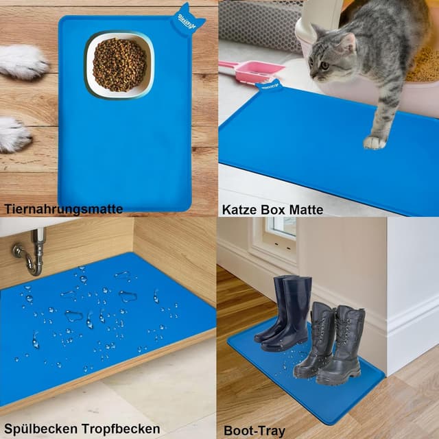 Thumbnail 6 de Silikon wasserdichte Futter- und Trinkmatte für Hund & Katze (57,5 x 37,5 cm) mit Rand, rutschfest und spülmaschinenfest