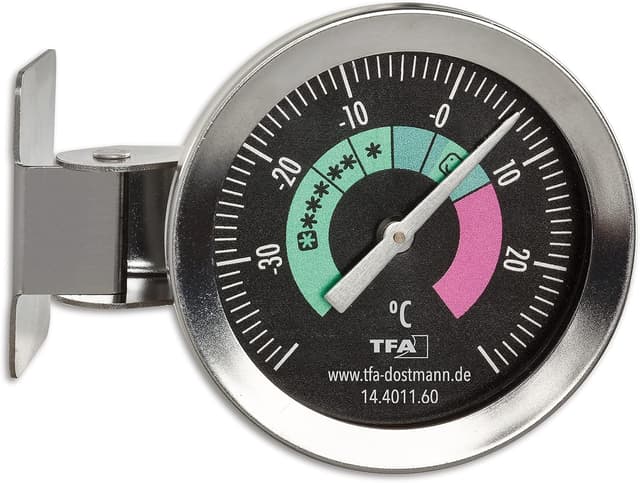 Detalle de TFA Dostmann 14.4011.60 : thermomètre analogique réfrigérateur/congélateur en acier inox