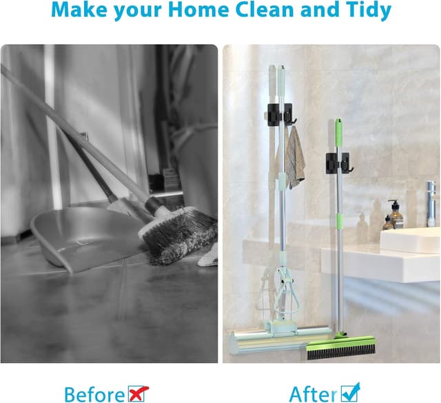 Thumbnail 1 de homeasy Mop Broom Holder 4-Piece Stainless Steel