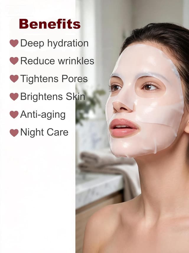 Detalle de YZ&YL Collagen Maske (5 Stück) – Nachtmaske mit Kollagen, Hyaluron & Niacinamid