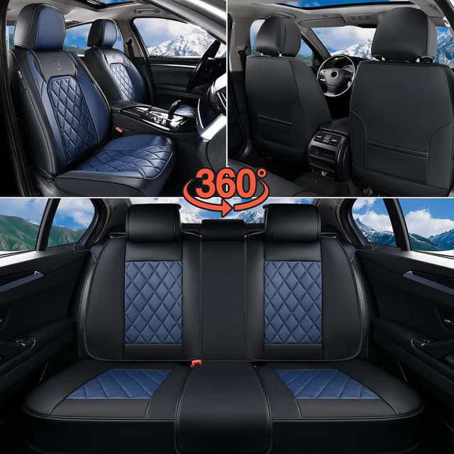 Detalle 2 de Coverado Leather Seat Covers Full Set (Waterproof Faux Leather, Universal Fit) for 5 Seats