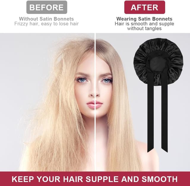 Thumbnail 3 de ACWOO Bonnet de Nuit Satin Ajustable 27 pouces