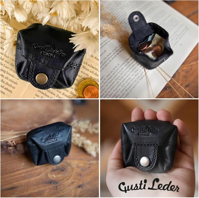 Detalle de Gusti Portafoglio Da Donna In Pelle Linus in pelle di vacchetta, compatto stile vintage a scatola viennese