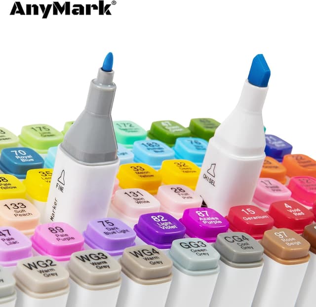 Detalle de AnyMark 100 Farben Alkoholmarker Set