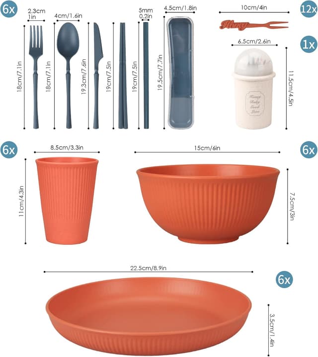 Thumbnail 1 de 66pcs Unbreakable Tableware Set 6‑person