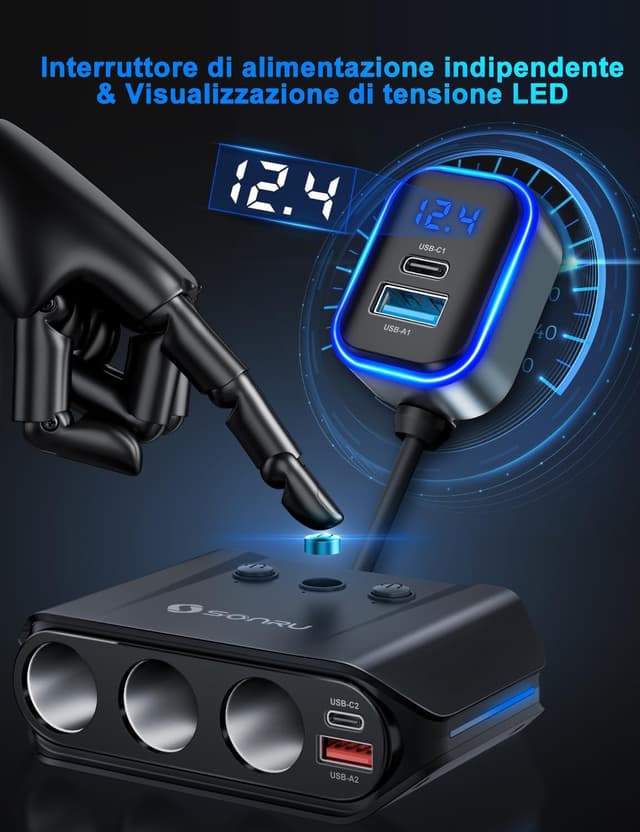 Thumbnail 4 de SONRU Caricatore Auto 180W 🔌