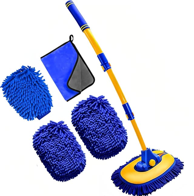 Detalle de MVEQRRN Upgrade Car Wash Brush Mop Kit with Long Handle and Scratch-Free Replacement Heads