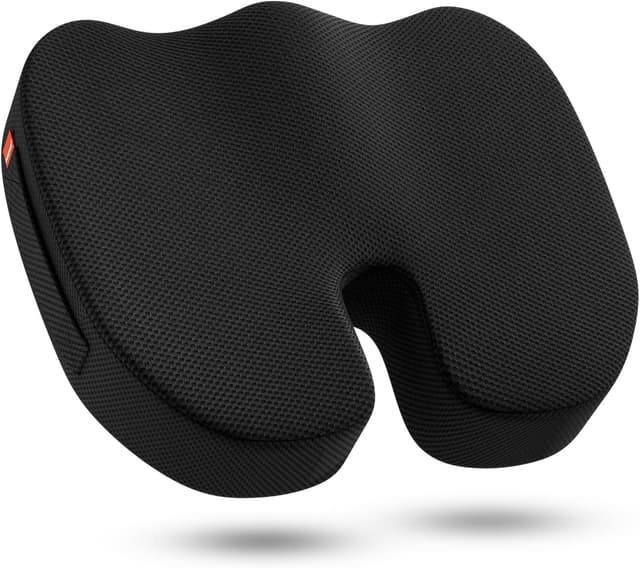 Detalle de inaepeak Sitzkissen mit Memory-Schaum (46 × 40 × 8,5 cm) – atmungsaktiv, waschbarer Netzbezug, Extra dick & breit, Schwarz