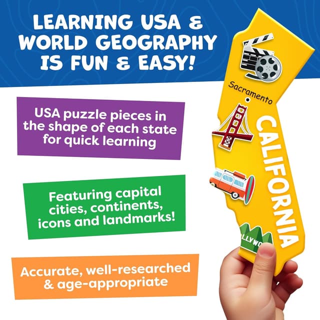 Detalle 1 de 145pc Geography Puzzles for Kids Ages 4-8