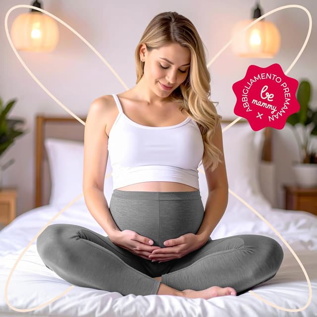 Detalle 2 de Be Mammy Leggings premaman lunghi a vita alta BE20-230