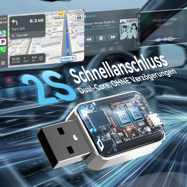 Detalle de Hiloshine Wireless CarPlay Adapter & Android Auto Wireless Adapter (Plug & Play) – 2-in-1, mini, mit Auto-Reconnect für Autos ab 2016