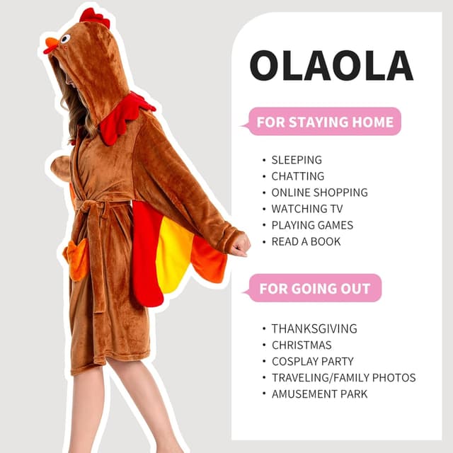 Thumbnail 4 de OLAOLA Plush Hooded Fleece Bathrobe 1pc