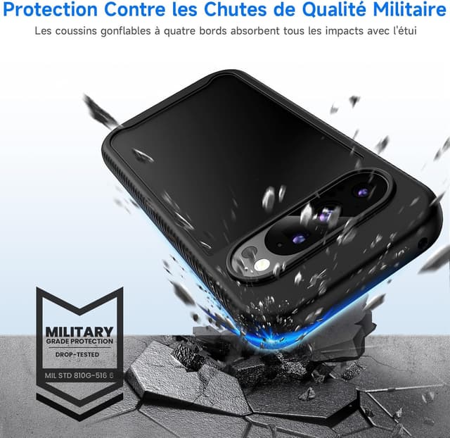 Detalle de seacosmo Coque pour Google Pixel 9 / Pixel 9 Pro avec protection d’écran intégrée et protection 360° – Noir