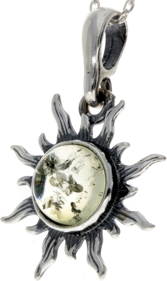Detalle de SilverAmber Jewellery 1764 Anhänger Stern Sonne aus baltischem Bernstein & Sterlingsilber (ohne Kette)