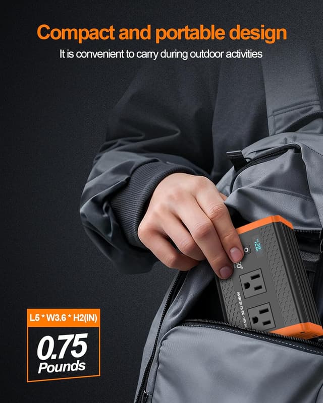 Detalle 2 de 400W Car Power Inverter with Dual AC Outlets and USB-C PD Fast Charging (30W)