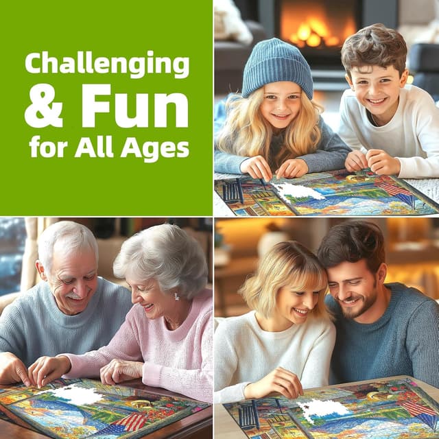 Detalle de Lake Village 1000-Piece Jigsaw Puzzle (Sunset Nature Scene) for Adults