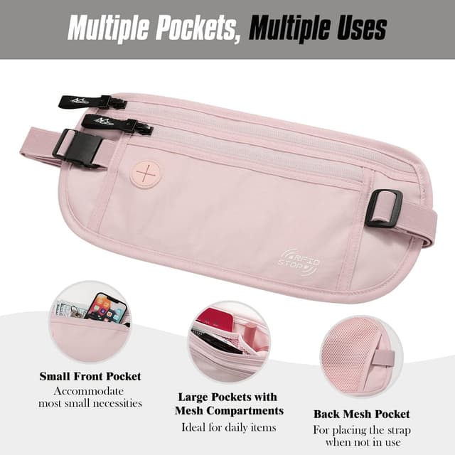 Thumbnail 3 de MoKo Secure Travel Money Belt RFID Pink