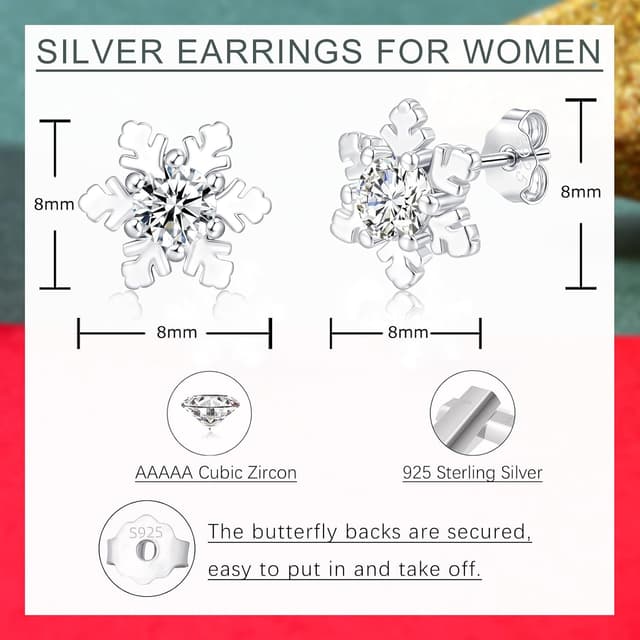 Detalle 2 de 925 Silber Weihnachts-Ohrstecker 8 mm