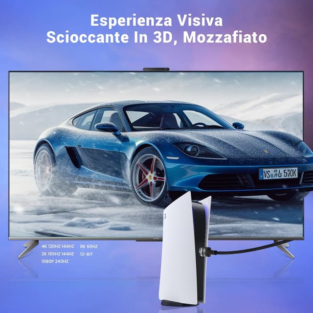 Detalle 2 de Etseinri Cavo HDMI 2.1 2M 48Gbps