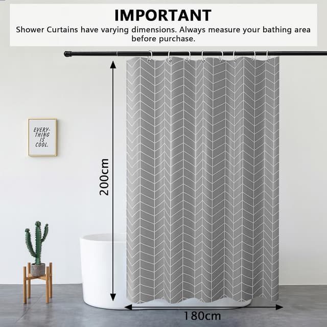 Detalle 2 de Rideau de douche KAIMEIYU en polyester gris 180 x 200 cm avec 12 crochets