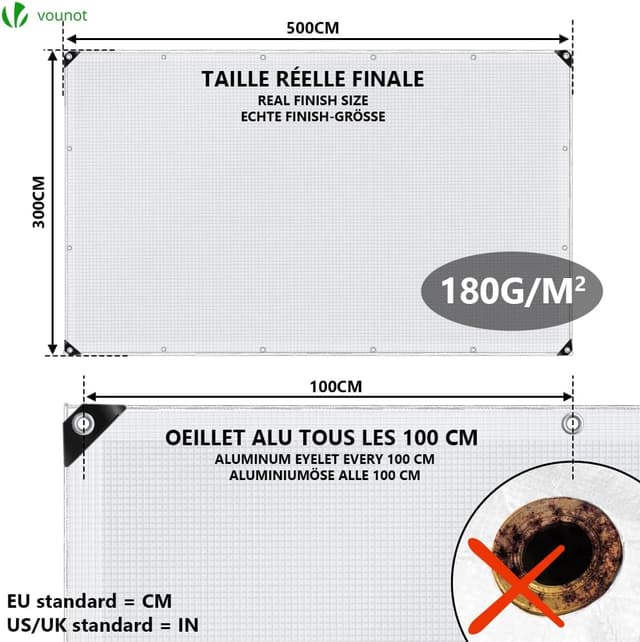 Detalle 2 de VOUNOT bâche polyéthylène 180 g/m² 3x5 m