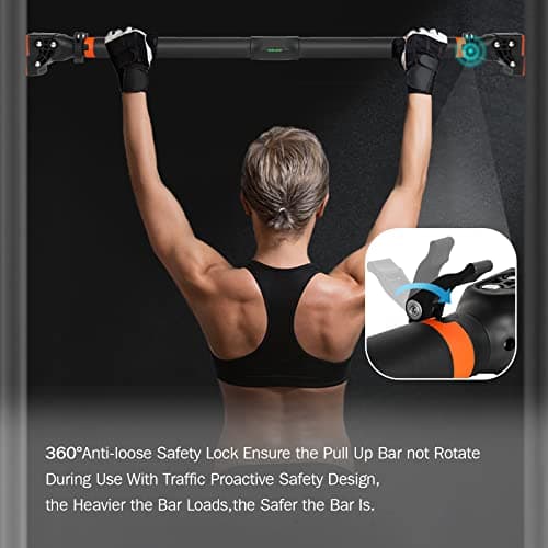 Detalle de AETKFO Barra de Dominadas sin Tornillos ajustable 72-110 cm (hasta 200 kg) para marco de puerta