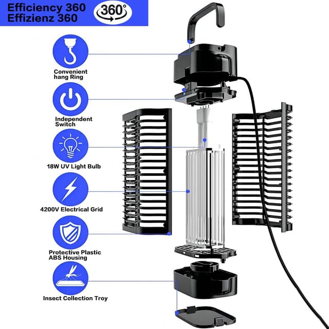 Detalle de Bug Zapper 4200V 18W Electric Mosquito Killer